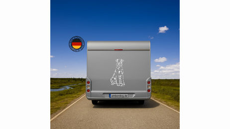 Produktbild von Amberdog Airedale Terrier Wohnmobil Aufkleber Wandtattoo Schwarz 50cm