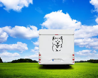 Produktbild von Amberdog Akita Wandtattoo Aufkleber für Wohnmobil Schwarz 20cm
