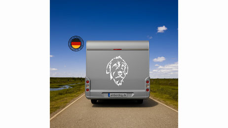 Produktbild von Amberdog Aufkleber Irischer Wolfshund Kopf für Auto und Wohnmobil Weiß 20cm