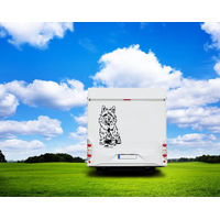 Produktbild von Amberdog Australian Terrier Wohnmobil Aufkleber Wandtattoo Weiß 20cm