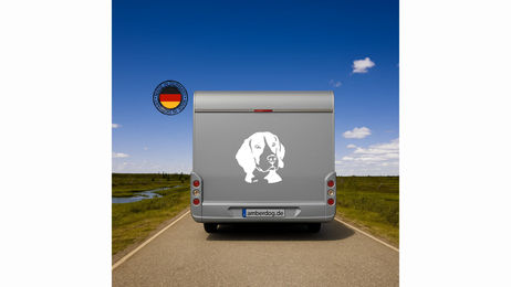 Produktbild von Amberdog Beagle Kopf Silhouette Wandtattoo Auto Aufkleber Schwarz 50cm