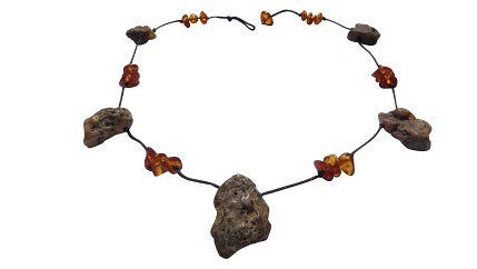 Amberdog Bernsteinkette Collier aus Naturstein – Bild 1 von 1