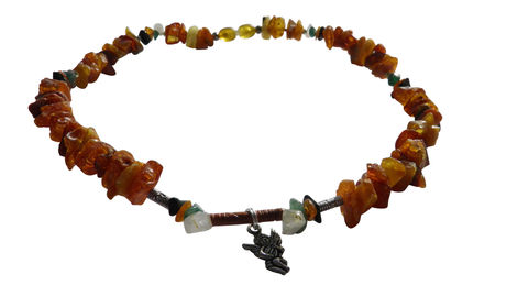 Produktbild von Amberdog Bernsteinkette für Hunde mit Edelsteinen 40cm
