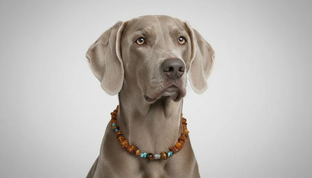 Produktbild von Amberdog Bernsteinkette für Hunde mit Tigerauge aus Naturmaterial 42cm