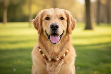 Produktbild von Amberdog Bernsteinkette Halsband aus Naturholz für Hunde 48cm