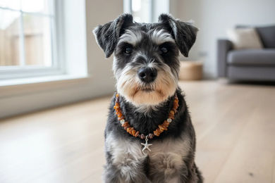 Produktbild von Amberdog Bernsteinkette mit Jaspis für Hunde in Braun Gelb Silber Länge 33cm aus Naturmaterial