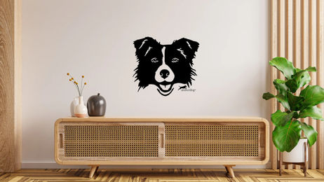 Produktbild von Amberdog Border Collie Wandtattoo Kopf Aufkleber Weiß 50cm