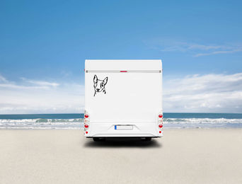 Produktbild von Amberdog Bullterrier Wandtattoo Wohnmobil Aufkleber Weiß 30x20cm