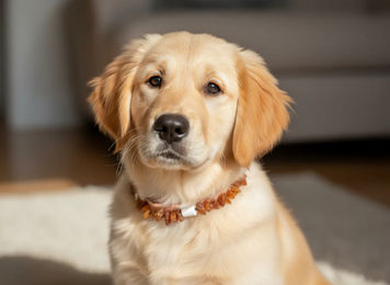 Produktbild von Amberdog EM Keramik Pipes Flex Halsband für Hunde mit Bernsteinkette Braun 28-33cm