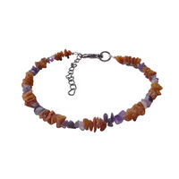 Produktbild von Amberdog Hundehalsband aus Naturmaterial mit Amethyst in Braun Lila Bunt für Welpen