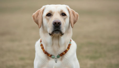 Produktbild von Amberdog Hundehalsband aus Naturmaterial mit Bernstein, Bergkristall und Aventurin 48cm