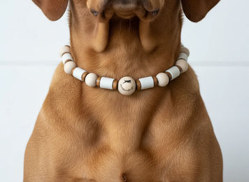 Produktbild von Amberdog Hundehalsband EM-Keramik-Wood-Flex in Natur Beige 35-45cm
