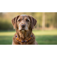 Produktbild von Amberdog Hundehalskette aus Bernstein mit Lava und Sugilith 45cm