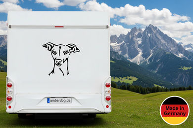 Amberdog Hundekopf Aufkleber für Wohnmobil und Auto Schwarz 50cm – Bild 1 von 1