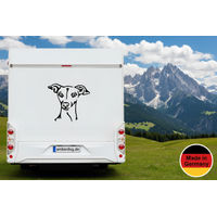 Produktbild von Amberdog Hundekopf Aufkleber für Wohnmobil und Auto Weiß 50cm
