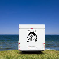 Produktbild von Amberdog Husky Kopf Wandtattoo Aufkleber für Auto und Wohnmobil Schwarz 50cm