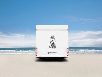 Produktbild von Amberdog Kuvasz Wandtattoo Aufkleber für Auto und Wohnmobil Schwarz 50cm