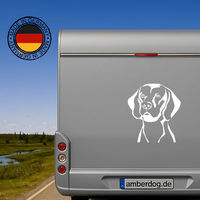 Produktbild von amberdog Magyar Vizsla Kopf Wandtattoo Autoaufkleber Weiß 50cm