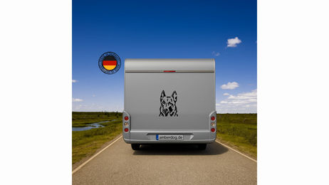 Produktbild von Amberdog Malinois Kopf Silhouette Auto Aufkleber Wandtattoo Weiß 20cm