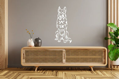 Produktbild von Amberdog Malinois Wandtattoo Auto Wohnmobil Aufkleber Weiß 30cm