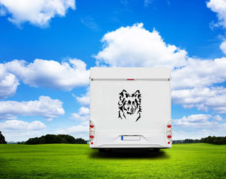 Produktbild von Amberdog Mudi Hund Kopf Wandtattoo Aufkleber für Auto und Wohnmobil Weiß 20cm