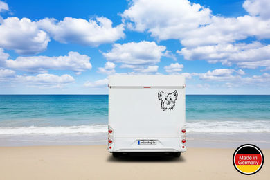 amberdog Powder Puff Kopf Wandtattoo Aufkleber für Auto und Wohnmobil Schwarz 50cm – Bild 1 von 1