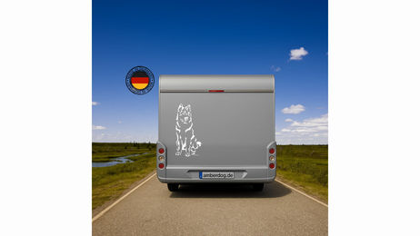 Produktbild von Amberdog Wandtattoo Altdeutscher Schäferhund Wohnmobil Aufkleber Weiß 30cm