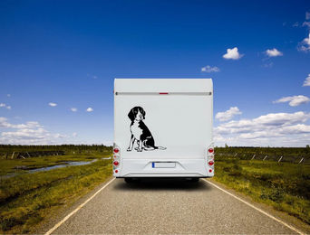 Produktbild von Amberdog Wandtattoo Beagle Auto Wohnmobil Aufkleber Weiß 30cm