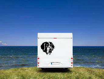 Produktbild von Amberdog Wandtattoo Bernhardiner Kopf Wohnmobil Aufkleber Weiß 20cm