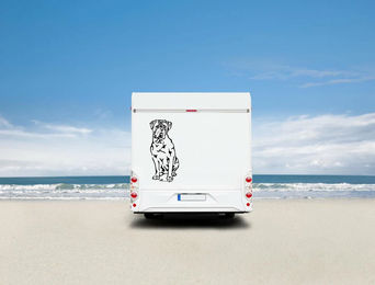 Produktbild von Amberdog Wandtattoo Bordeaux Dogge Wohnmobil Aufkleber Schwarz 50cm
