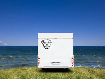 Produktbild von Amberdog Wandtattoo Border Terrier Kopf Wohnmobil Aufkleber Schwarz 30cm