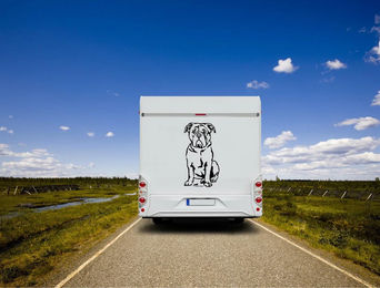 Produktbild von Amberdog Wandtattoo Bulldogge Auto Wohnmobil Aufkleber Weiß 20cm