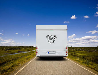 Produktbild von Amberdog Wandtattoo Bulldogge Kopf Auto Wohnmobil Aufkleber Schwarz 50cm