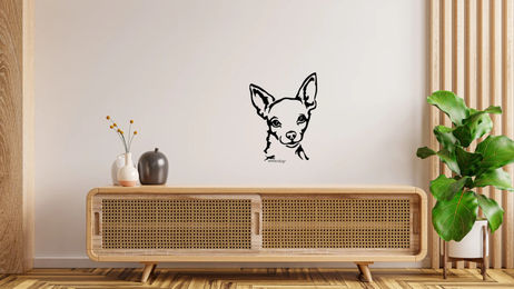 Produktbild von Amberdog Wandtattoo Chihuahua Kopf Aufkleber Weiß 50cm