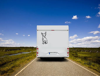 Produktbild von Amberdog Wandtattoo Chihuahua Wohnmobil Aufkleber Weiß 30cm
