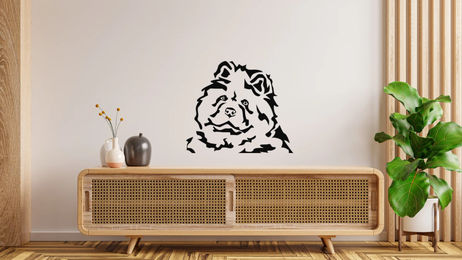 Produktbild von Amberdog Wandtattoo Chow Chow Langhaar Kopf Autoaufkleber Schwarz 50cm