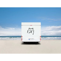 Produktbild von Amberdog Wandtattoo Deutscher Spitz Kopf Wohnmobil Aufkleber Weiß 30cm