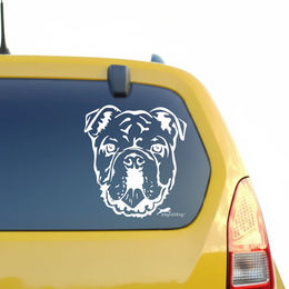 amberdog Wandtattoo Englische Bulldogge Kopf Autoaufkleber Weiß 20cm – Bild 1 von 1