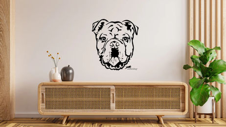 Produktbild von Amberdog Wandtattoo Englische Bulldogge Kopf Autoaufkleber Weiß H30cm