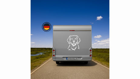 Produktbild von Amberdog Wandtattoo Golden Retriever Kopf Wohnmobil Aufkleber Schwarz 30cm