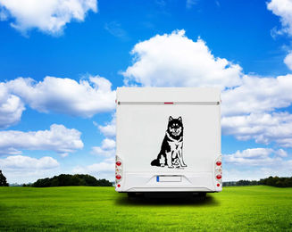 Produktbild von Amberdog Wandtattoo Malamut Auto Wohnmobil Aufkleber Schwarz 50cm