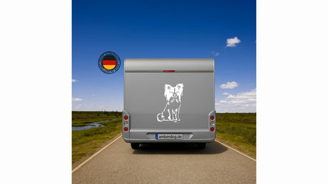 Produktbild von Amberdog Wandtattoo Papillon Spaniel Aufkleber für Auto und Wohnmobil Schwarz 50cm