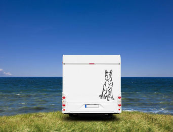 Produktbild von Amberdog Wandtattoo Rauhaar Podenco Aufkleber für Auto und Wohnmobil Schwarz 50cm