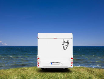 Produktbild von Amberdog Wandtattoo Rauhhaar Podenco Kopf Aufkleber für Auto und Wohnmobil Weiß 20cm