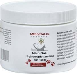 Produktbild von Ambivitalis All-In-One Nahrungsergänzung Tabletten für Hunde und Katzen zur Unterstützung von Immunsystem, Gelenken und Knochen 600 Stück