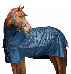 Amesbichler Reitsport HorseGuard Outdoor Pferdedecke Regendecke mit Regentropfen Design Blau Größe 125 – Bild 1 von 1