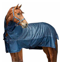 Produktbild von Amesbichler Reitsport HorseGuard Outdoor Pferdedecke Regendecke mit Regentropfen Design Blau Größe 155
