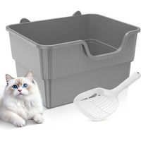 Produktbild von AmiCura Katzentoilette XXL Offene Schalentoilette aus Kunststoff in Grau mit Katzenstreuschaufel
