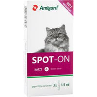 Produktbild von Amigard Spot-On Anti-Parasit für Katzen gegen Zecken und Flöhe, vegan, ohne Konservierungsstoffe, 3 x 1,5 ml - 3 x 1,5 ml