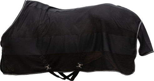AMIVARO VentraFly Fliegendecke für Pferde mit Kreuzgurten und Schweiflatz Schwarz 145 cm – Bild 1 von 5